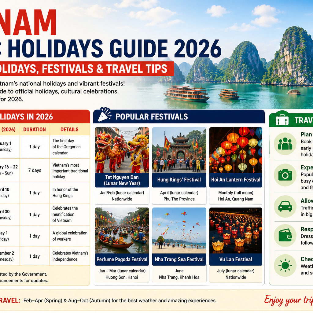 Vietnam Public Holidays Guide 2026: National Holidays & Travel Tips
